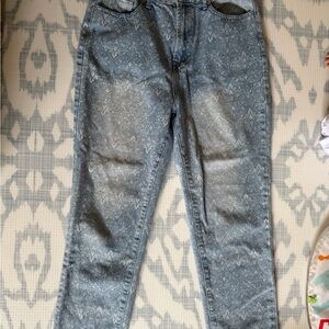 Blue Straight Leg Jeans with Stonewashed Finish
